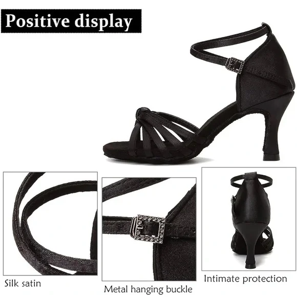 Satin Salsa Ballroom Professional Dancing Shoes - Picture 2 of 9